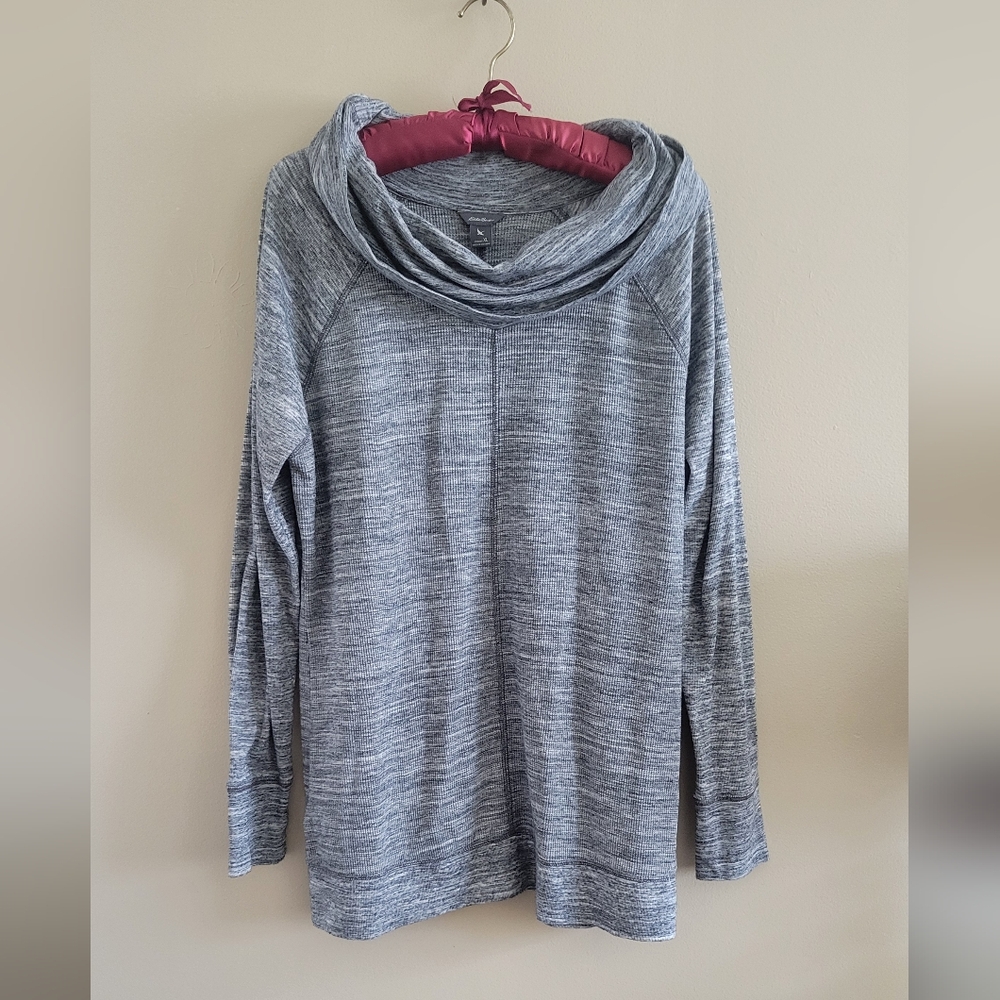 Eddie Bauer | Heather Gray Knit Cowl Neck Sweater
